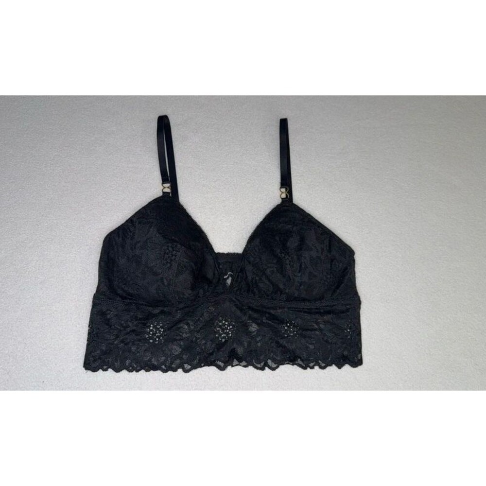 Aerie Midnight Lace Padded Longline Bralette Black Size M D-Cup Triangle Bra